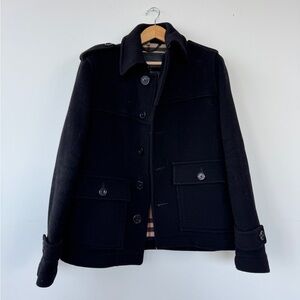 Burberry Black Wool Pea Coat